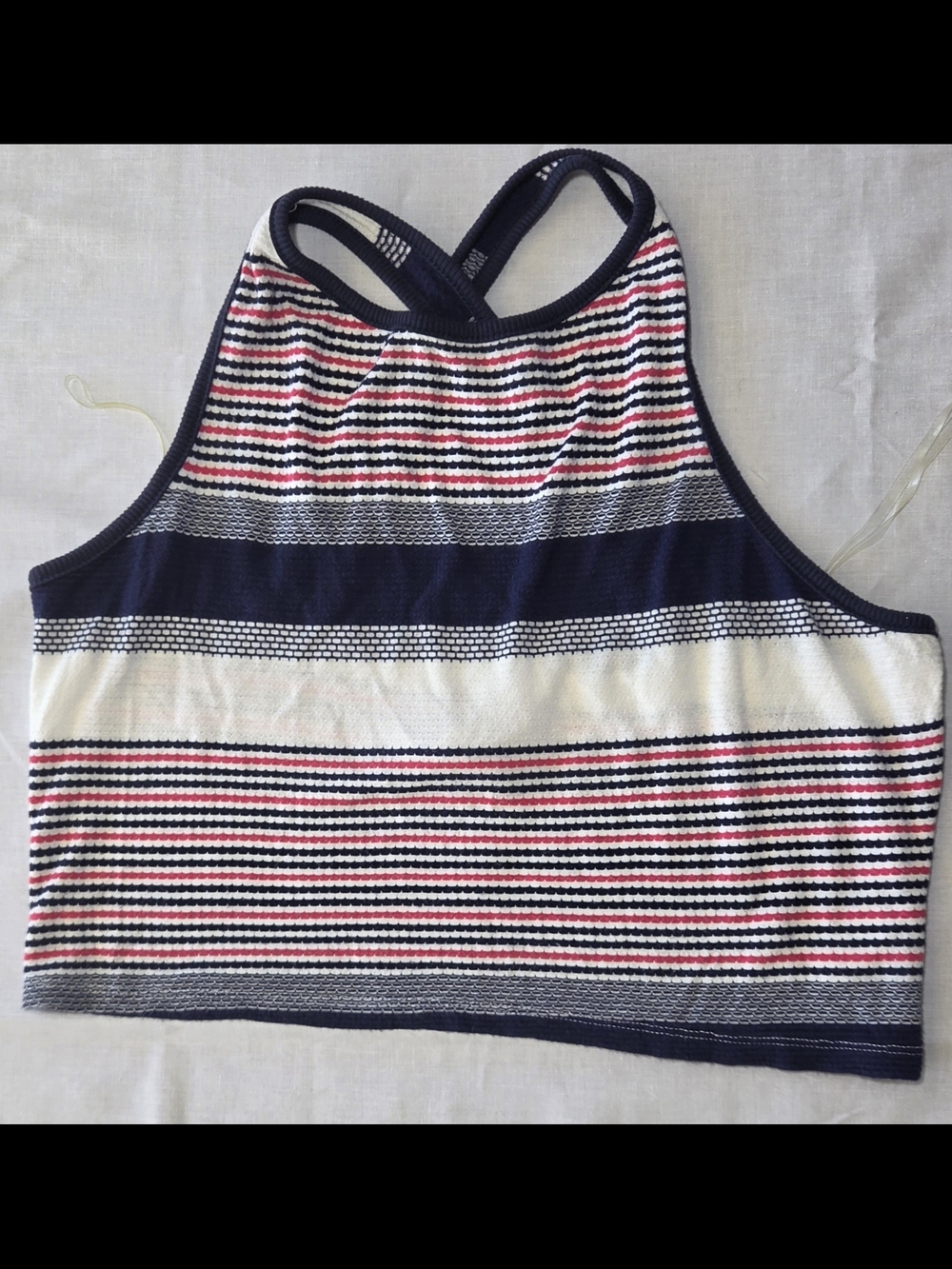 Sadie & Sage Striped Knit Cropped Halter Americana Coastal Casual Skater